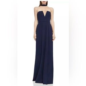BCBGMAXAZRIA Dark Navy Elias Collar Detail Gown (NWT)